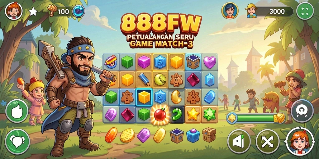 Screenshot gameplay <strong>888FW</strong> menunjukkan keseruan mencocokkan item.