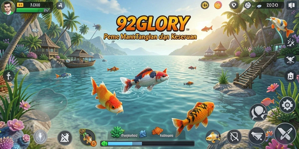 Gameplay seru memancing di berbagai lokasi indah.