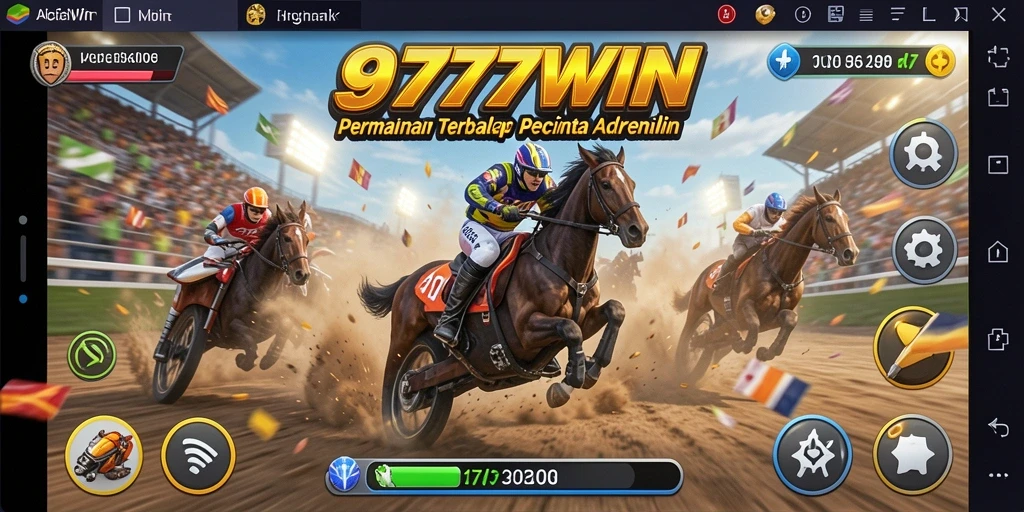 Screenshot gameplay 9777WIN menampilkan aksi balapan yang mendebarkan.