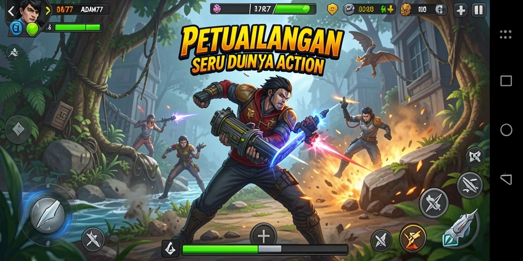 Tampilan gameplay seru di ADAM77 dengan aksi mendebarkan.