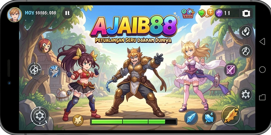 Tampilan menarik dari gameplay AJAIB88 di dunia anime.