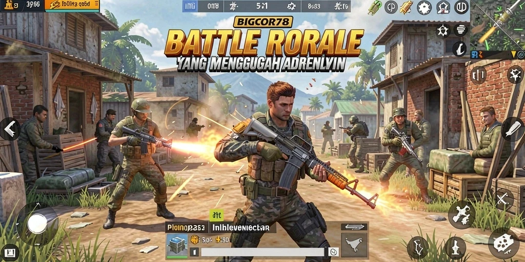 Tampilan gameplay mendebarkan dalam misi Battle Royale.