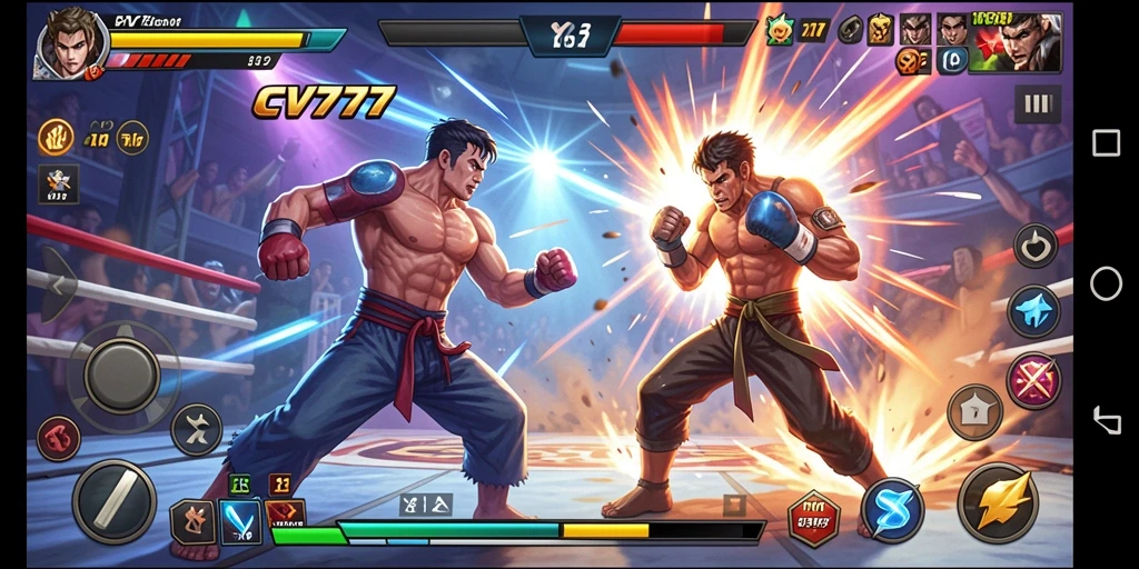 Screenshot gameplay CV777 menampilkan aksi pertarungan yang dinamis dan mendebarkan.