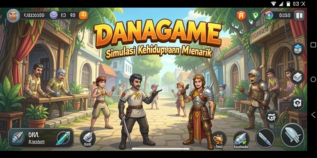 Tampilan gameplay simulasi DANAGAME yang menarik dan interaktif.