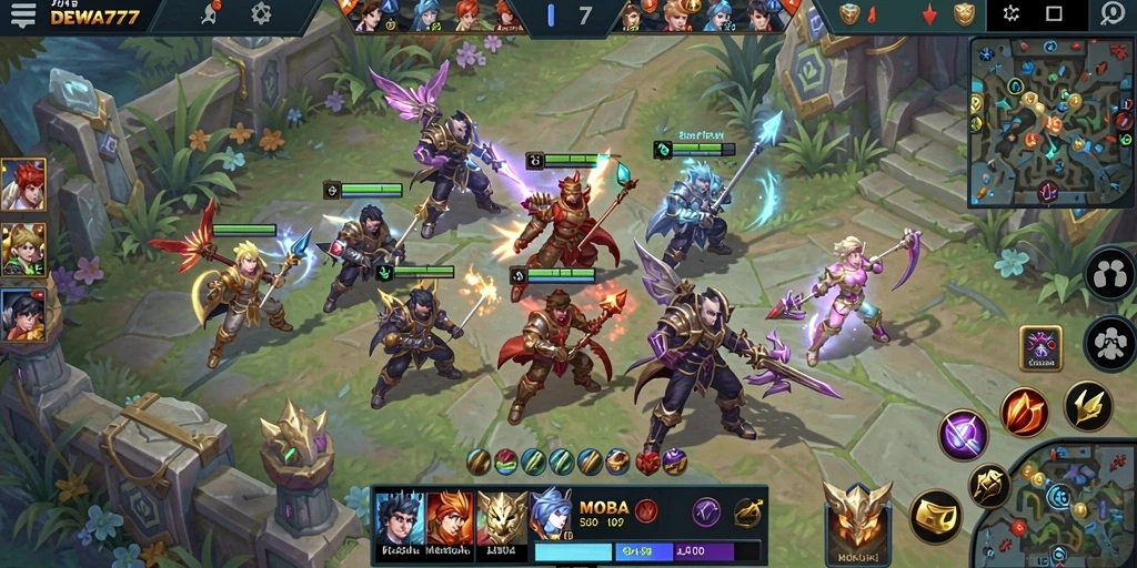 Gameplay menarik dalam DEWA777 dengan pertarungan MOBA seru.