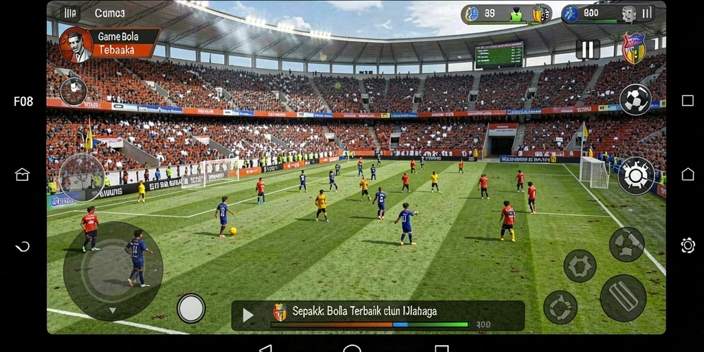 Screenshot utama gameplay F08 yang menunjukkan aksi di lapangan.