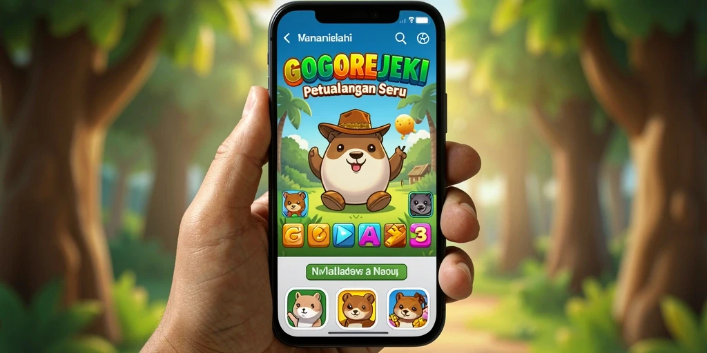 Tampilkan gameplay seru GOGOREJEKI saat mencocokkan elemen dalam permainan Match-3.