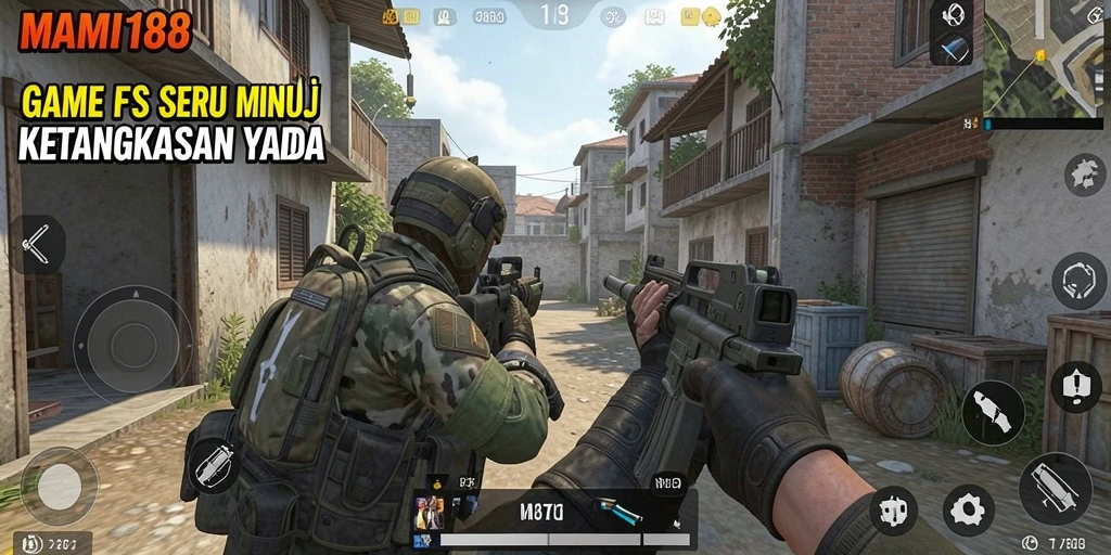 Screenshot gameplay dinamis dari MAMI188 dengan aksi tembak-menembak intens.