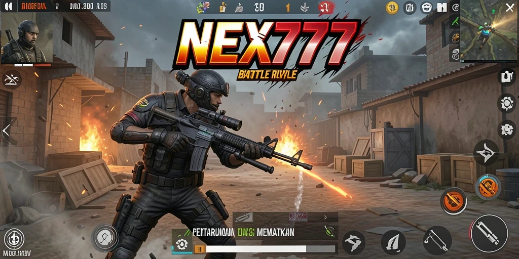 Tampilan aksi mendebarkan dalam gameplay NEX777 Battle Royale.