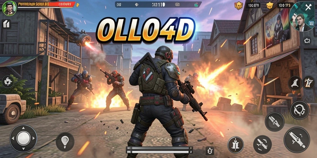 Tampilan aksi mendebarkan dalam gameplay <strong>OLLO4D</strong> di arena TPS.