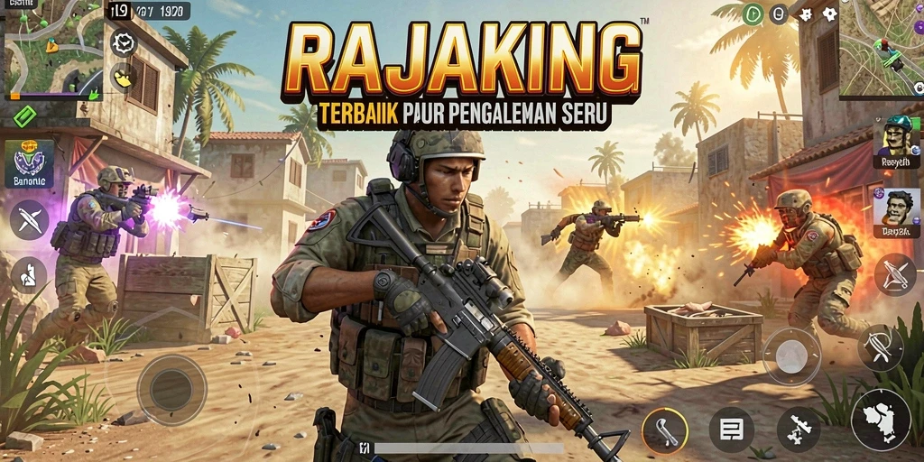 Tampilan gameplay RAJAKING yang mendebarkan dalam pertempuran Battle Royale.