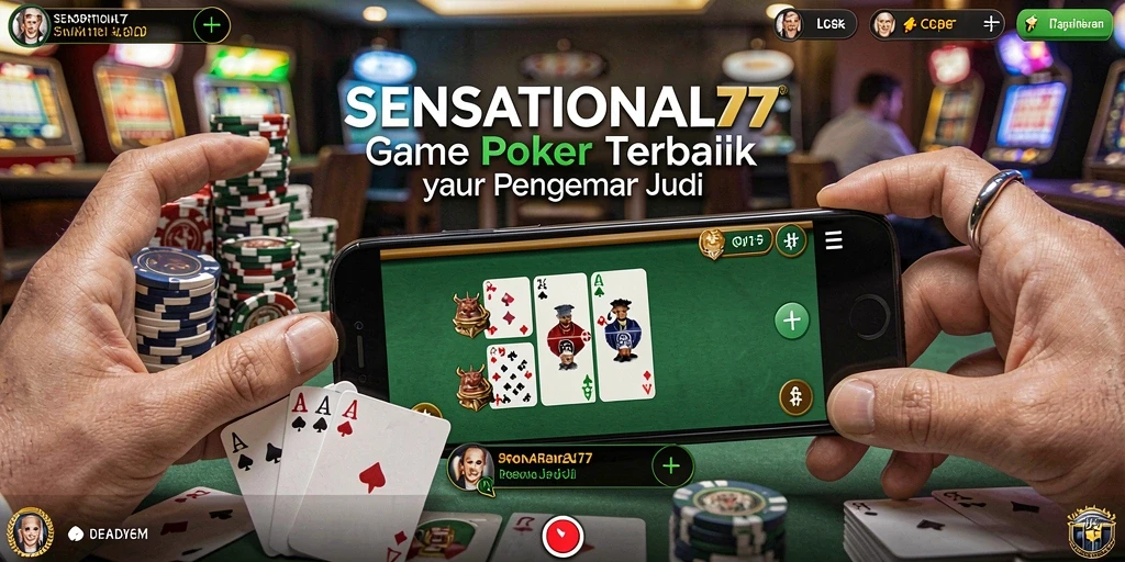 Screenshot gameplay SENSATIONAL77 menampilkan aksi poker yang seru.