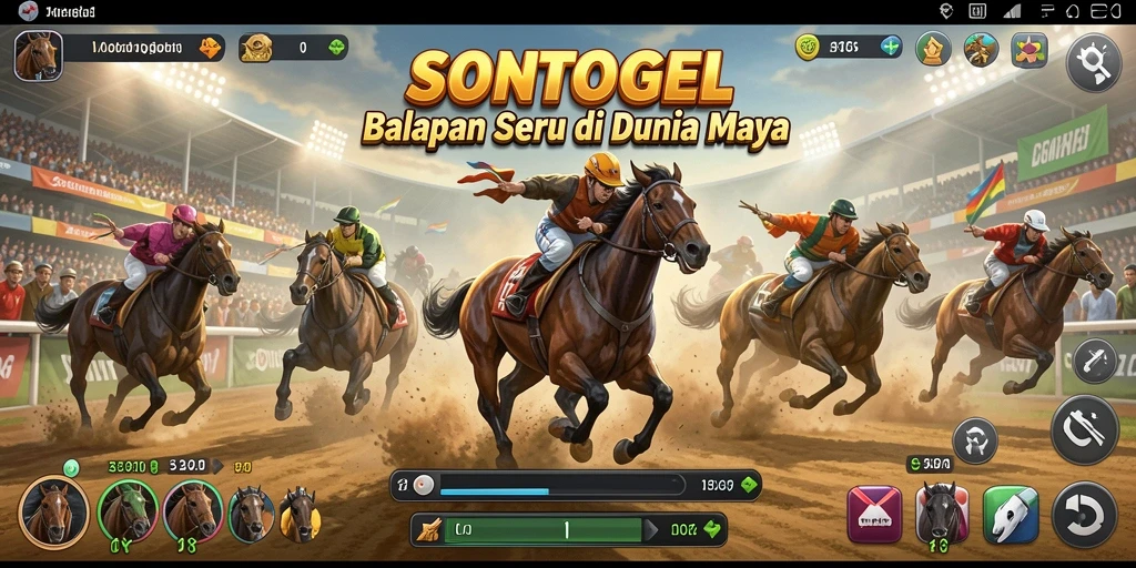 Tampilan gameplay aksi balapan yang seru dan mendebarkan.