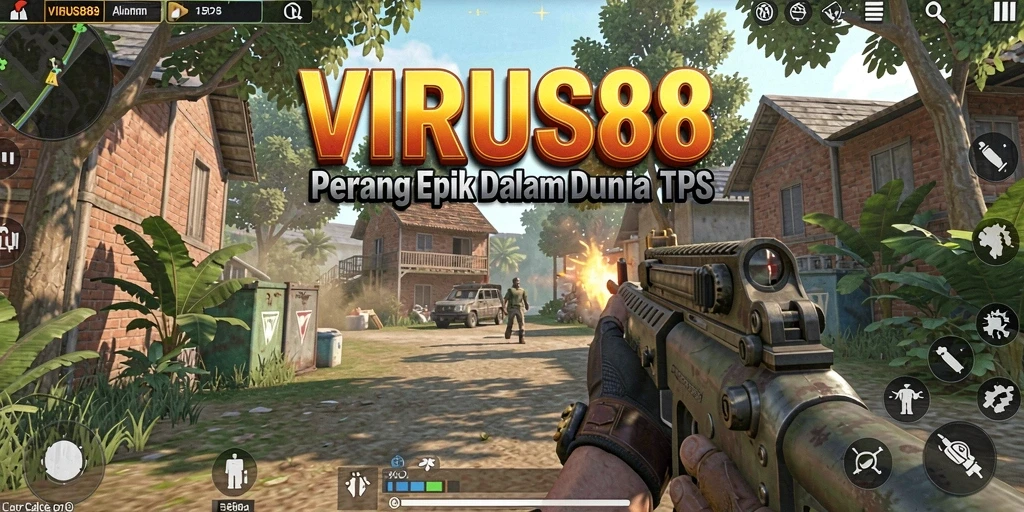 Screenshot menunjukkan aksi tembak-menembak yang intens dalam VIRUS88.