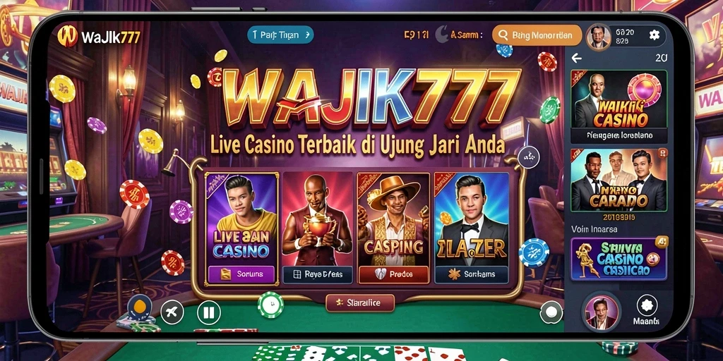 Screenshot gameplay WAJIK777 yang menampilkan dealer profesional dan suasana kasino.